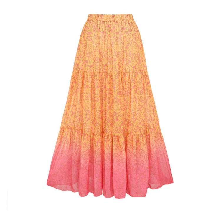 👙 Gradation Print Skirt Swimsuit Set