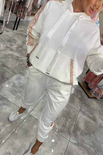 Abito casual da donna con paillettes lunghe con cappuccio