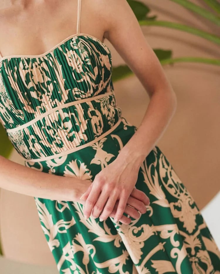 Floral Print Flared Skirt Swimsuit Set New
