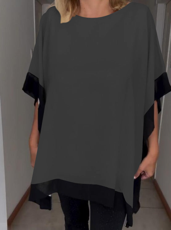 Top casual patchwork in colori a contrasto