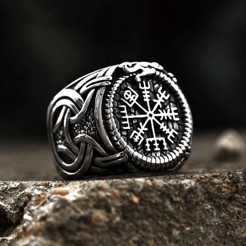 Пръстен Vegvisir Serpent Ouroboros - неръждаема стомана