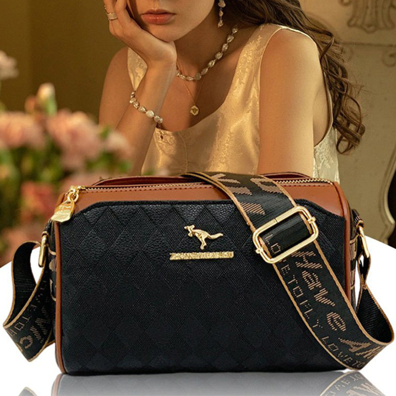[Melhor presente para ela] Bolsa crossbody de 3 camadas com padrão de diamante moderno e grande capacidade