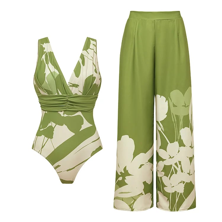 2025 New V Neck Print Bikini Swimsuit Set