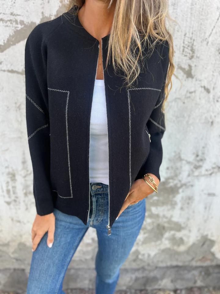 Giacca sottile casual con cerniera e collo rotondo