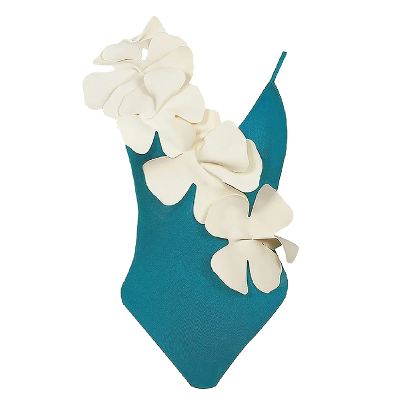 3D Flower Backless One Piece Swimsuit and Skirt