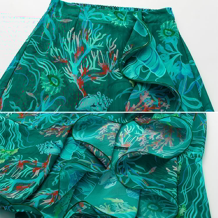 2025 New design - Removable Shoulder Strap Off Shoulder Marine Organism One Piece Swimsuit Set
