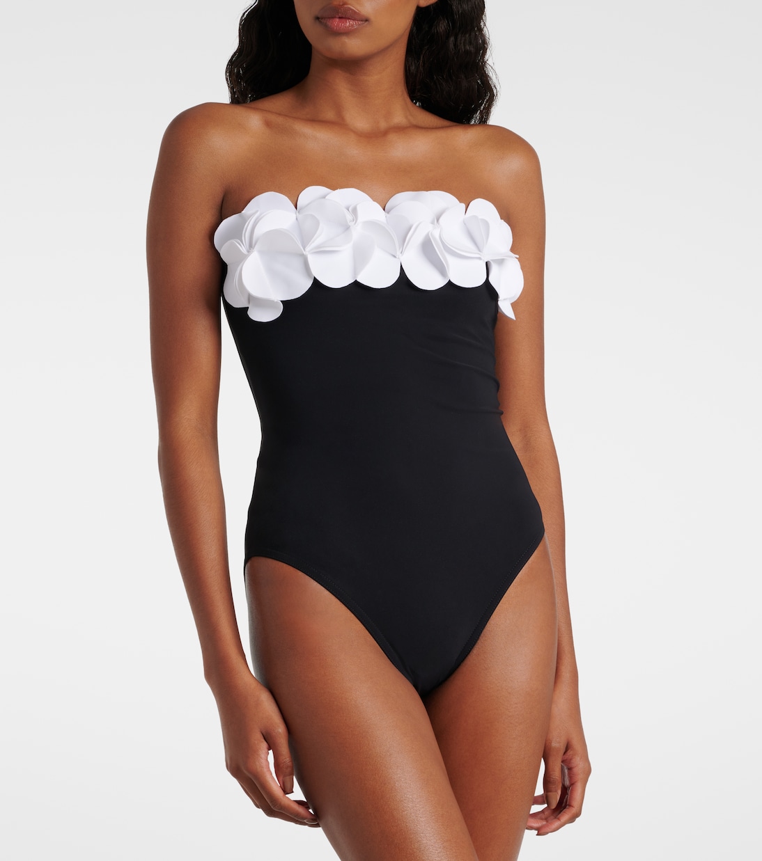 2025 New Bandeau 3D Flower Color Block One Piece Swimsuit And Skirt