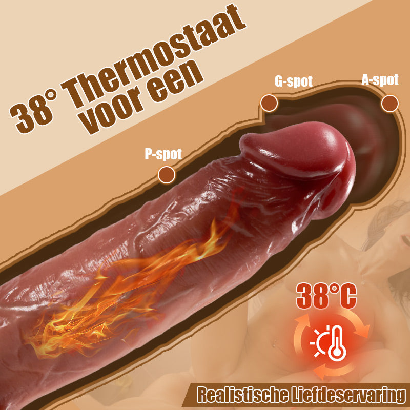 CUPIDO REALISTIC DILDO 9 VIBRATION 3 ТЕЛЕСКОПИЧНА ЛЮЛКА С ОТОПЛЕНИЕ 22,5 CM