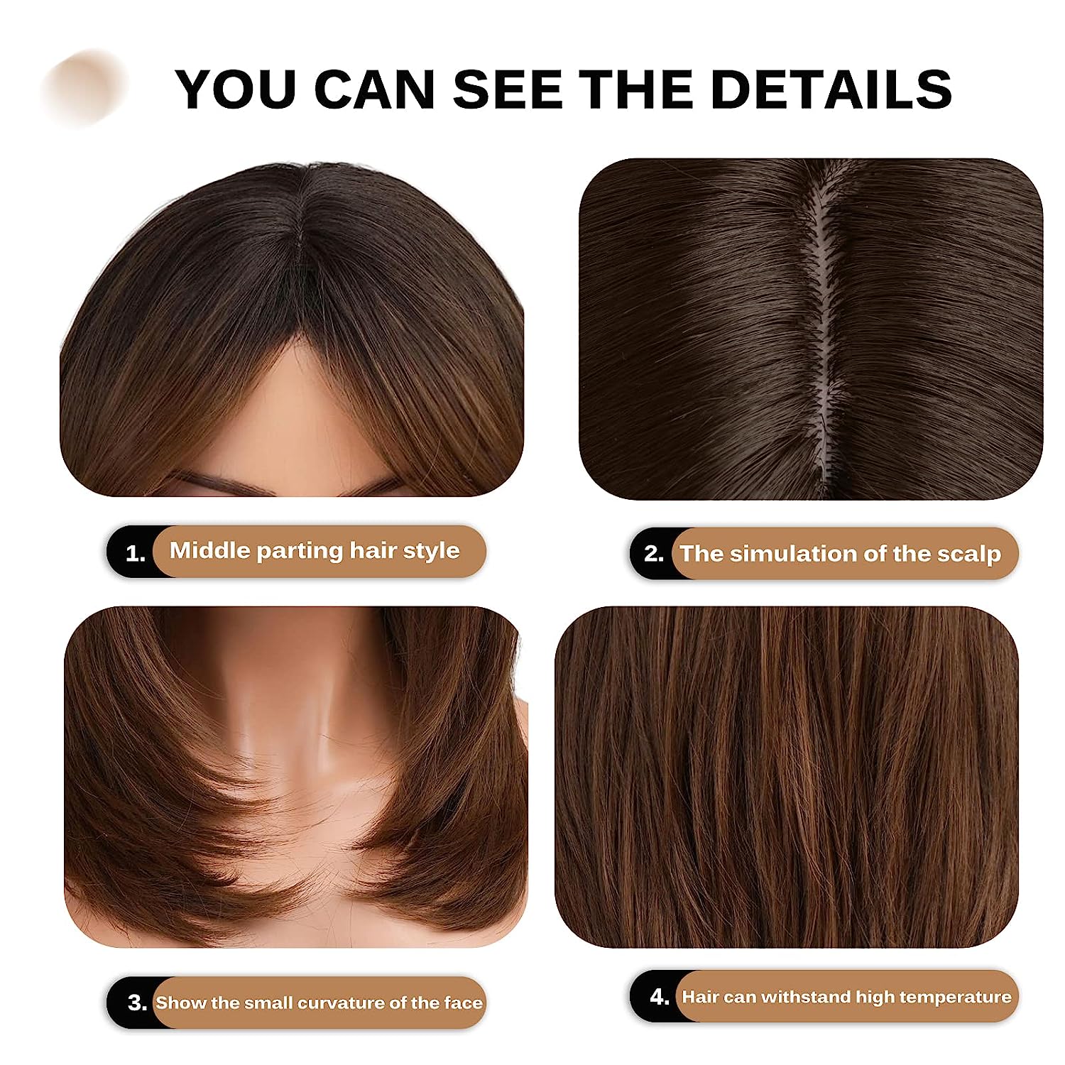 Synthetic Long Wigs  Hair with Bangs for Daily Use