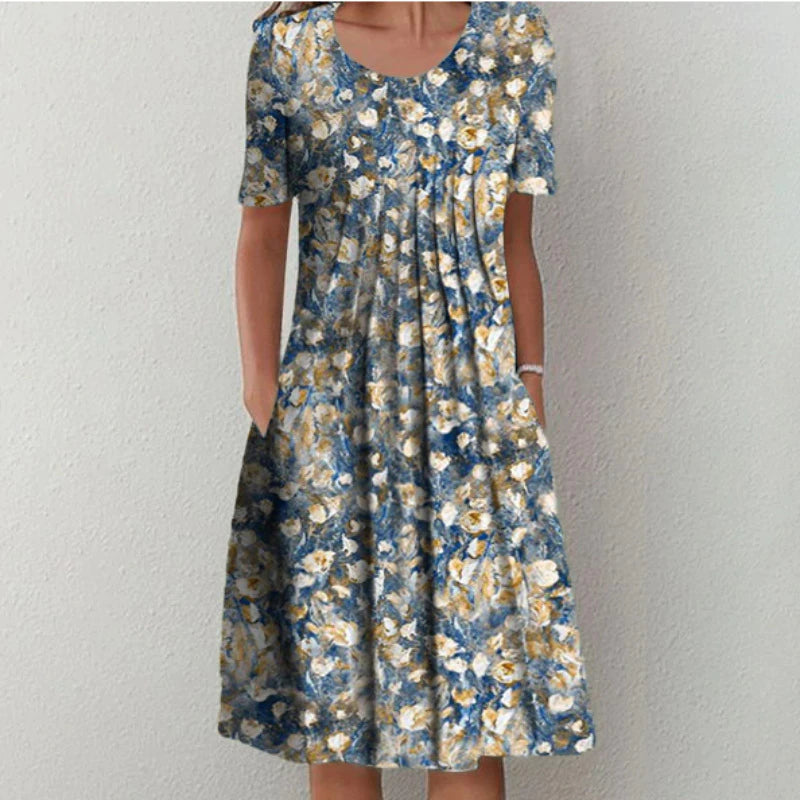 vestido midi com estampa floral