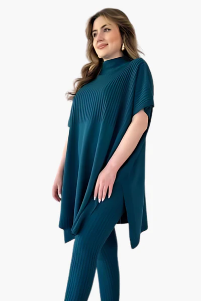 Maglione lavorato a maglia sciolto, set casual in due pezzi