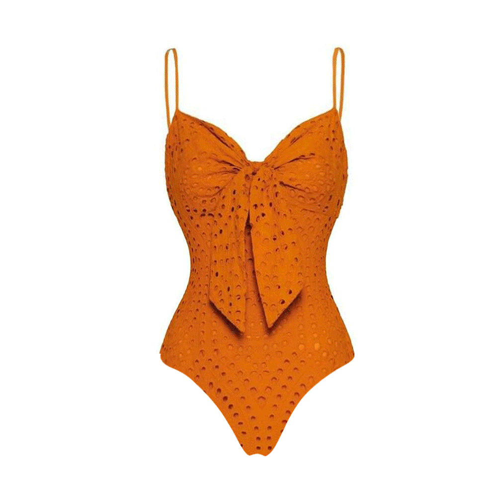 Sling Cut Out Bow Tie One Piece Swimsuit and Skirt