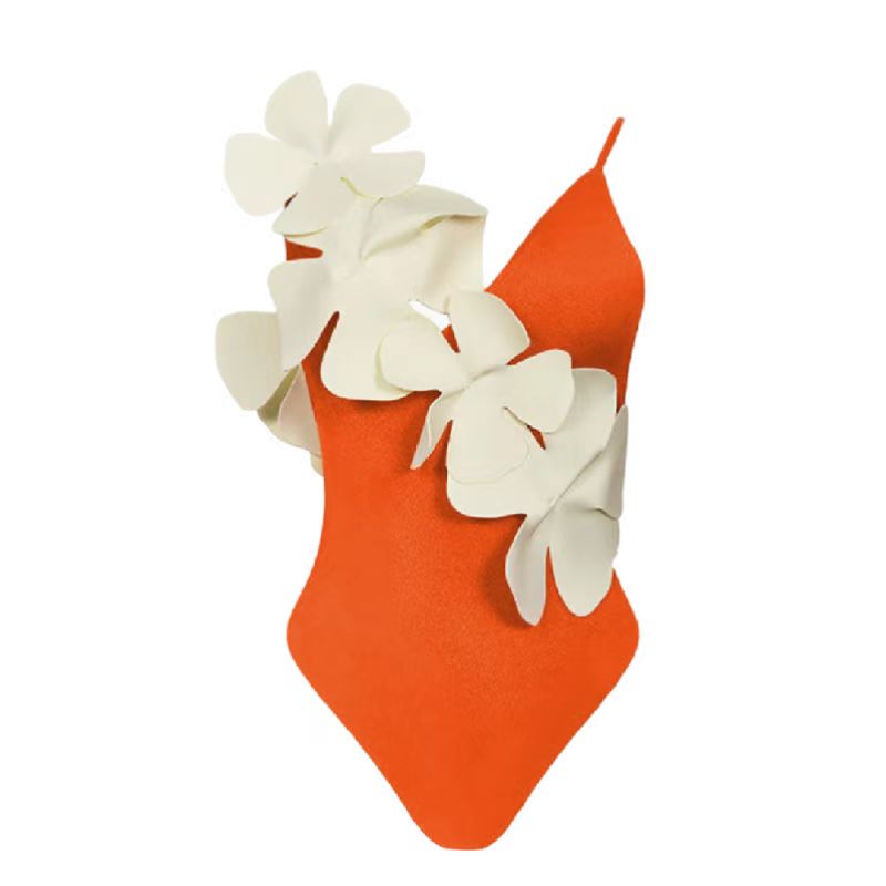 3D Flower Backless One Piece Swimsuit and Skirt
