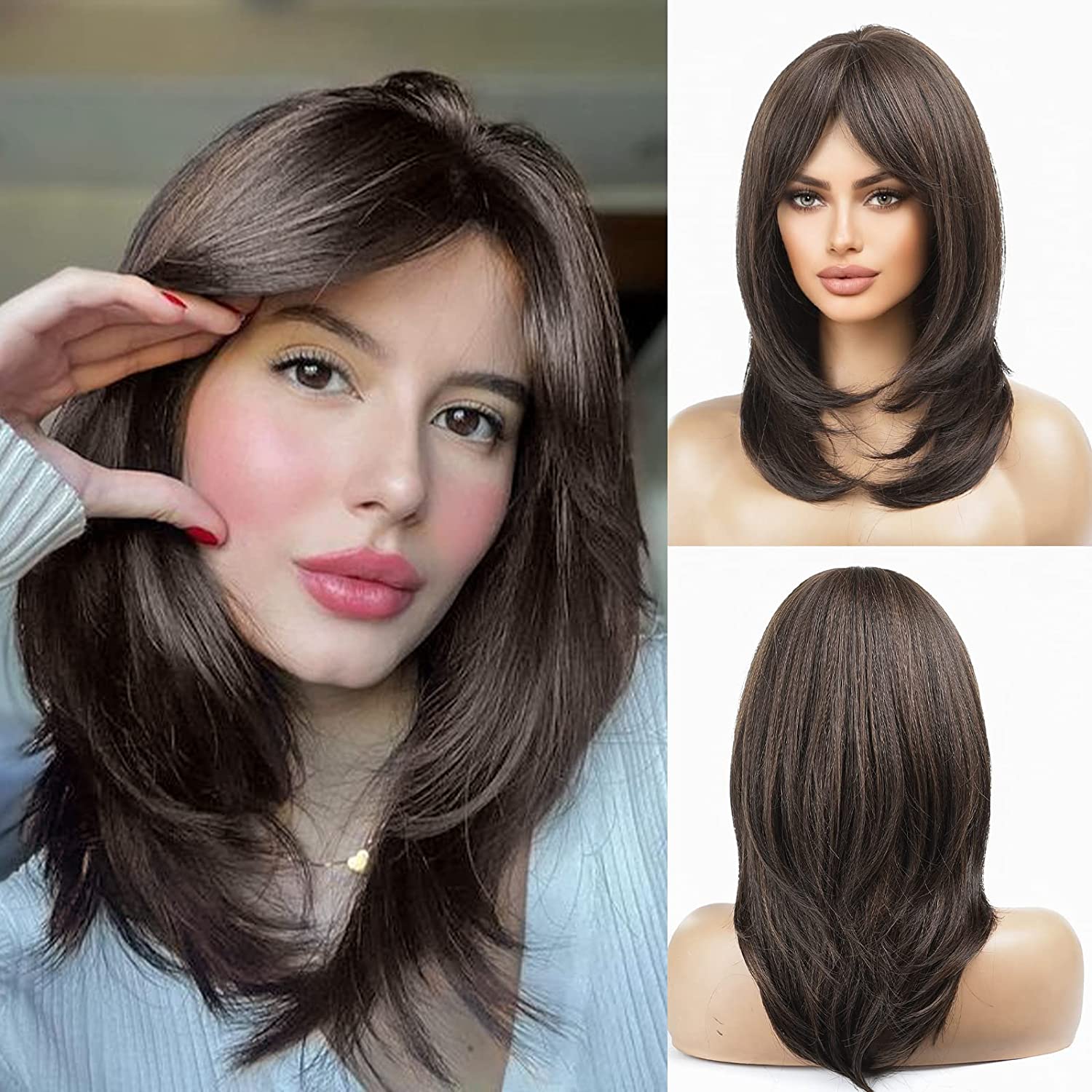 Synthetic Long Wigs  Hair with Bangs for Daily Use