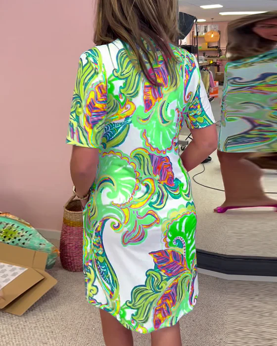 Vestido justo com estampa