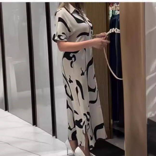 😍【S-5XL】Elegantiška marginta marškinių suknelė