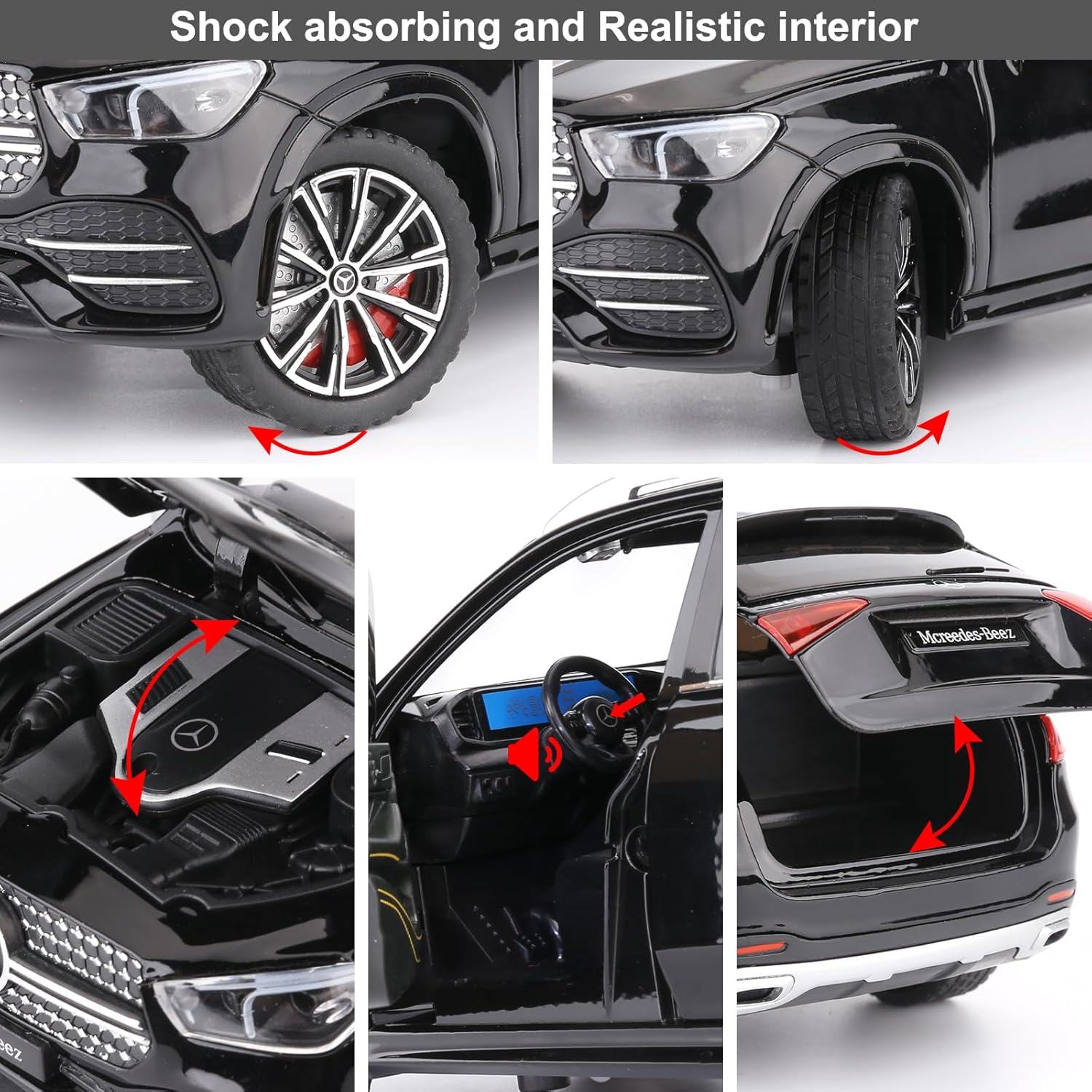 1:24 Carro de brinquedo Mercedes-Benz GLE 350 em alumínio fundido com som e luz