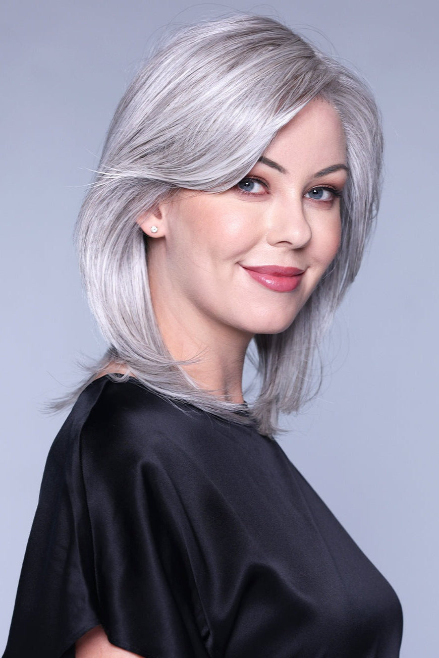 Side-parted medium-length straight hair