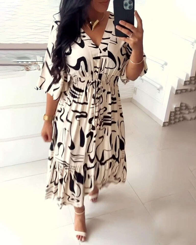 🌷 Vestido cor de tinta com decote em V