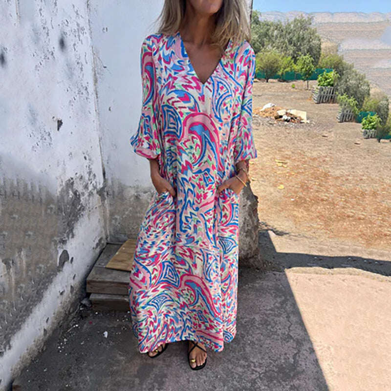 Vestido longo com decote em V 2025 para primavera/verão