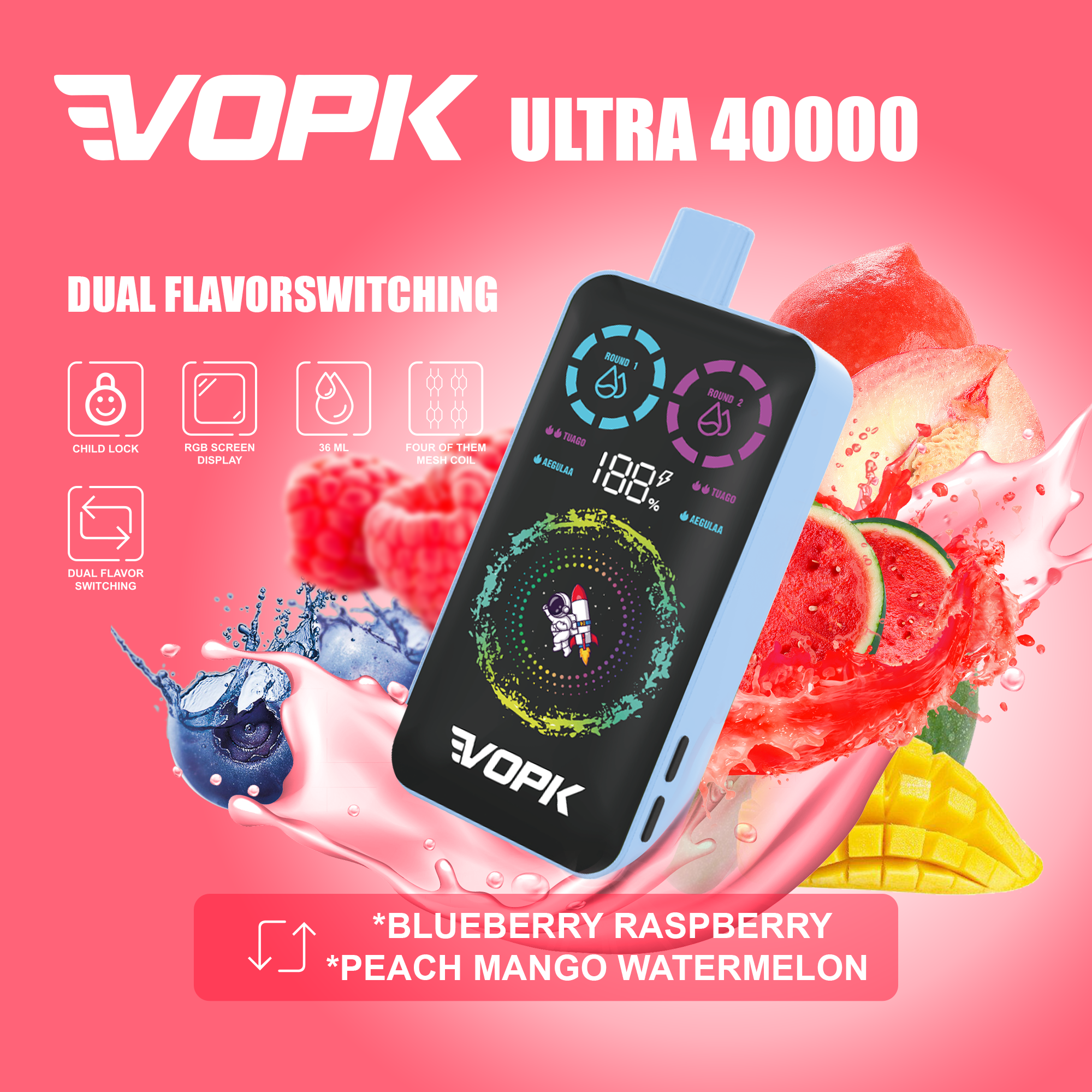 VOPK ULTRA 40000 Puffs Double Taste Disposable Vape – Advanced Features for Maximum Enjoyment B