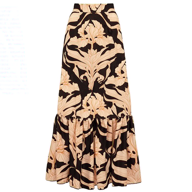 💖 V Neck Iris Print One Piece and Skirt Swimsuit Set
