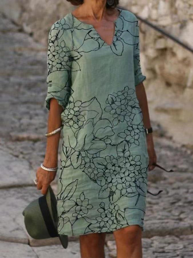 V nyakú, elegáns alkalmi vintage bő ruha