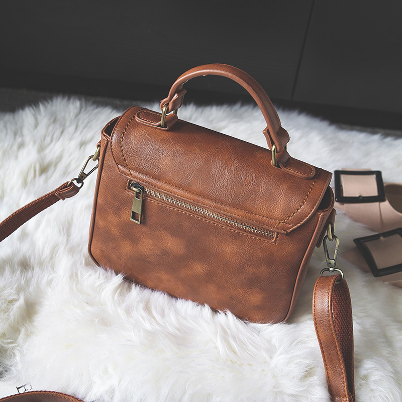 Simple handmade leather crossbody bag