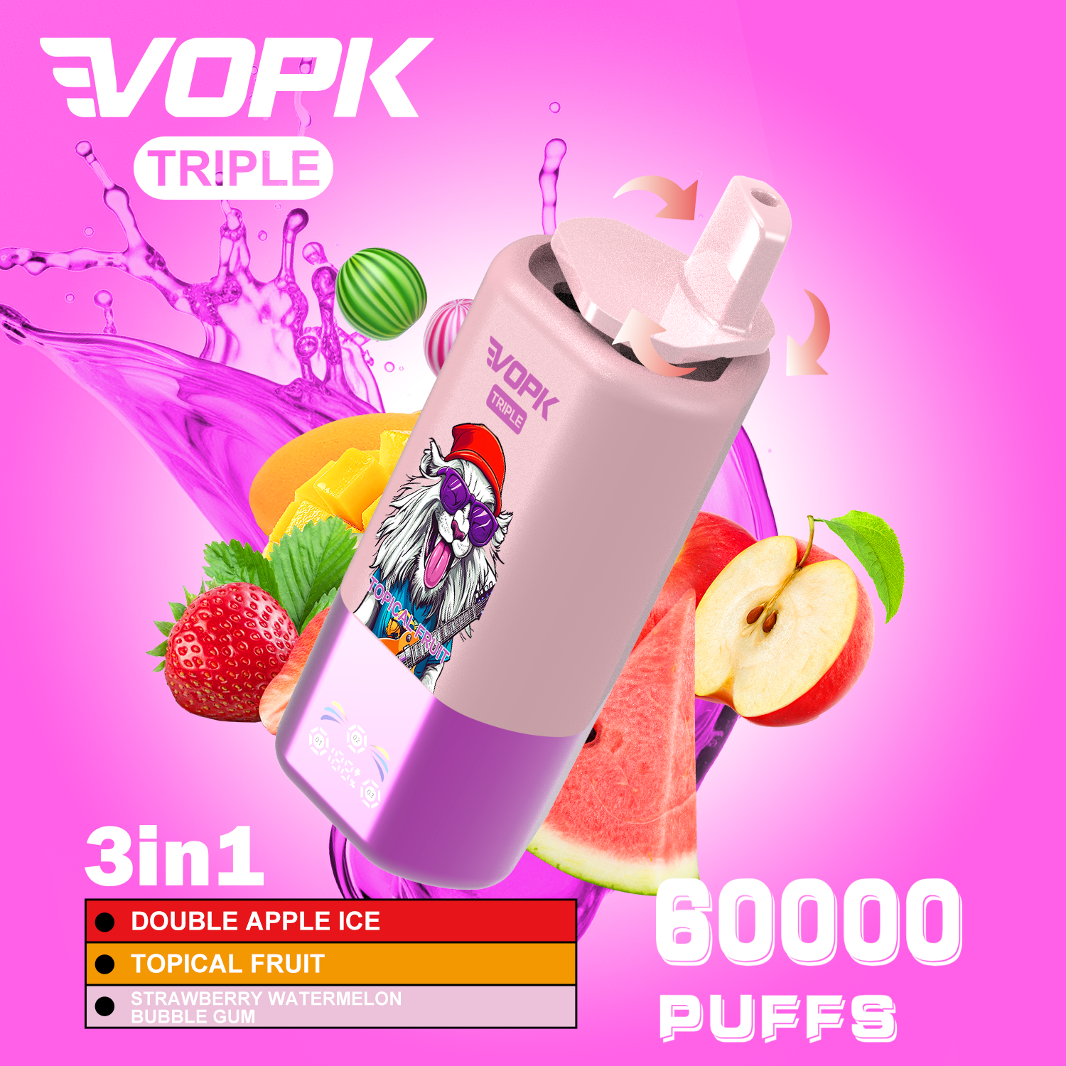 VOPK TRIPLE Triple Flavors 60000 Puffs Disposable Vape