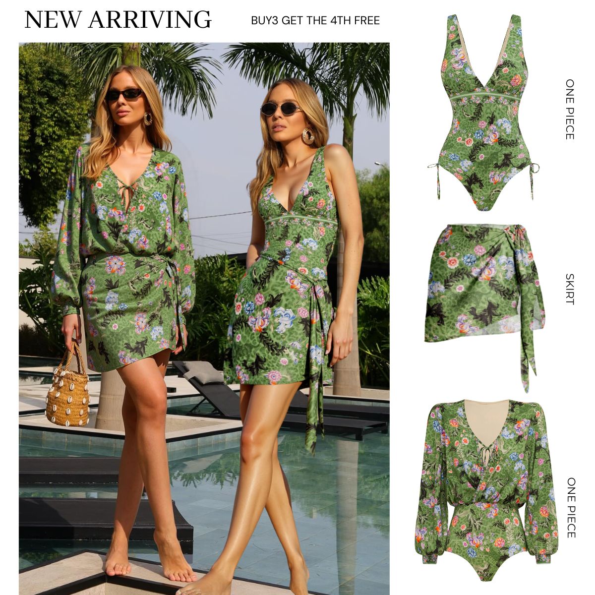 Retro Printed One Piece Swimsuit and Sarong 👙
