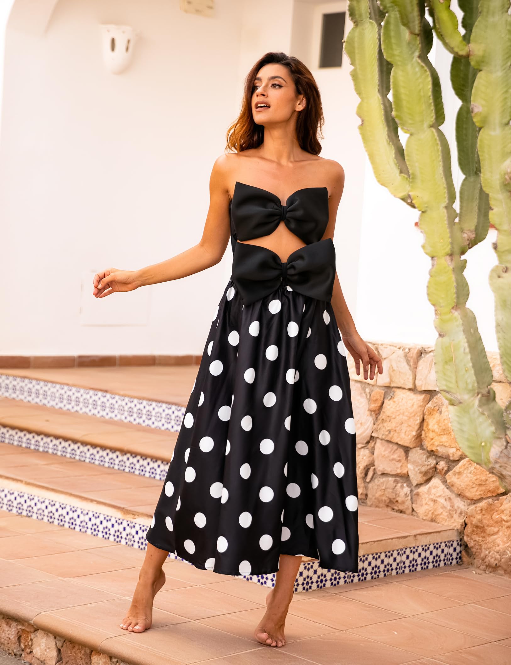 New 3D Bow Dots Printed Swimsuit Set