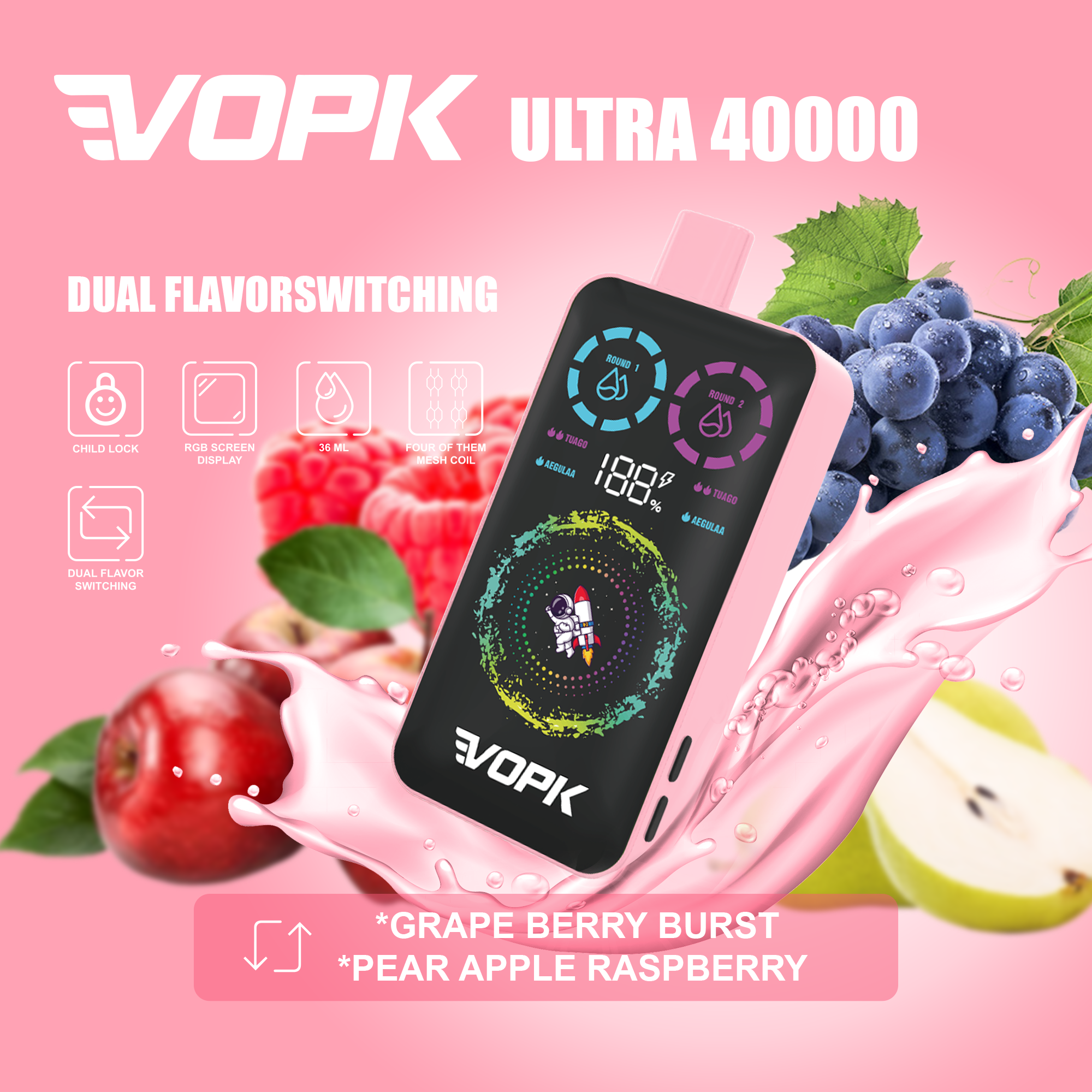 VOPK ULTRA 40000 Puffs Double Taste Disposable Vape – Advanced Features for Maximum Enjoyment B