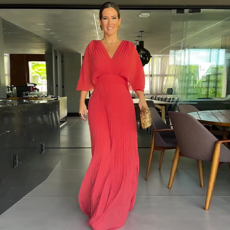 🔥41% de desconto na promoção🔥2024 novo vestido plissado da moda