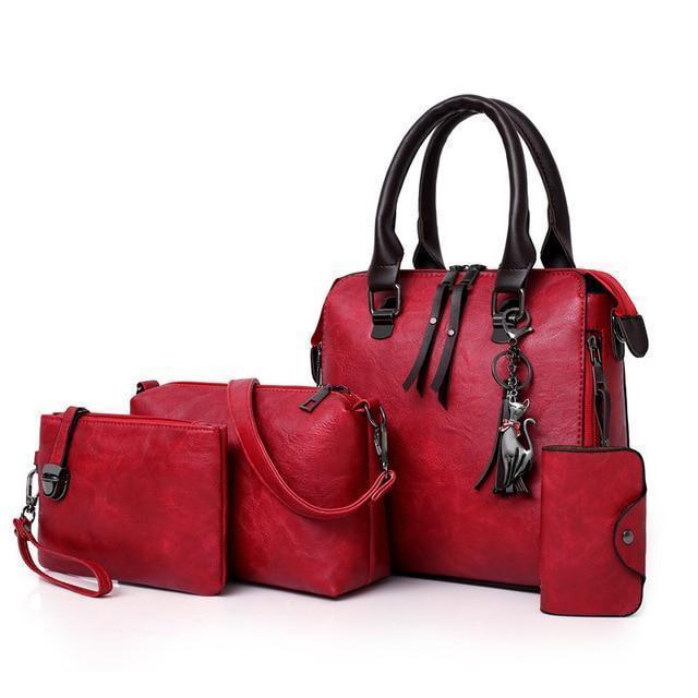 🔥Exclusive oferta num saco de 4 peças. Saco de cabedal de senhora