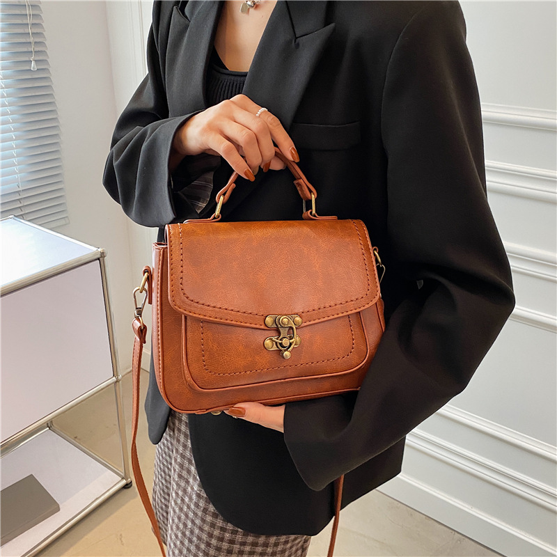 Simple handmade leather crossbody bag