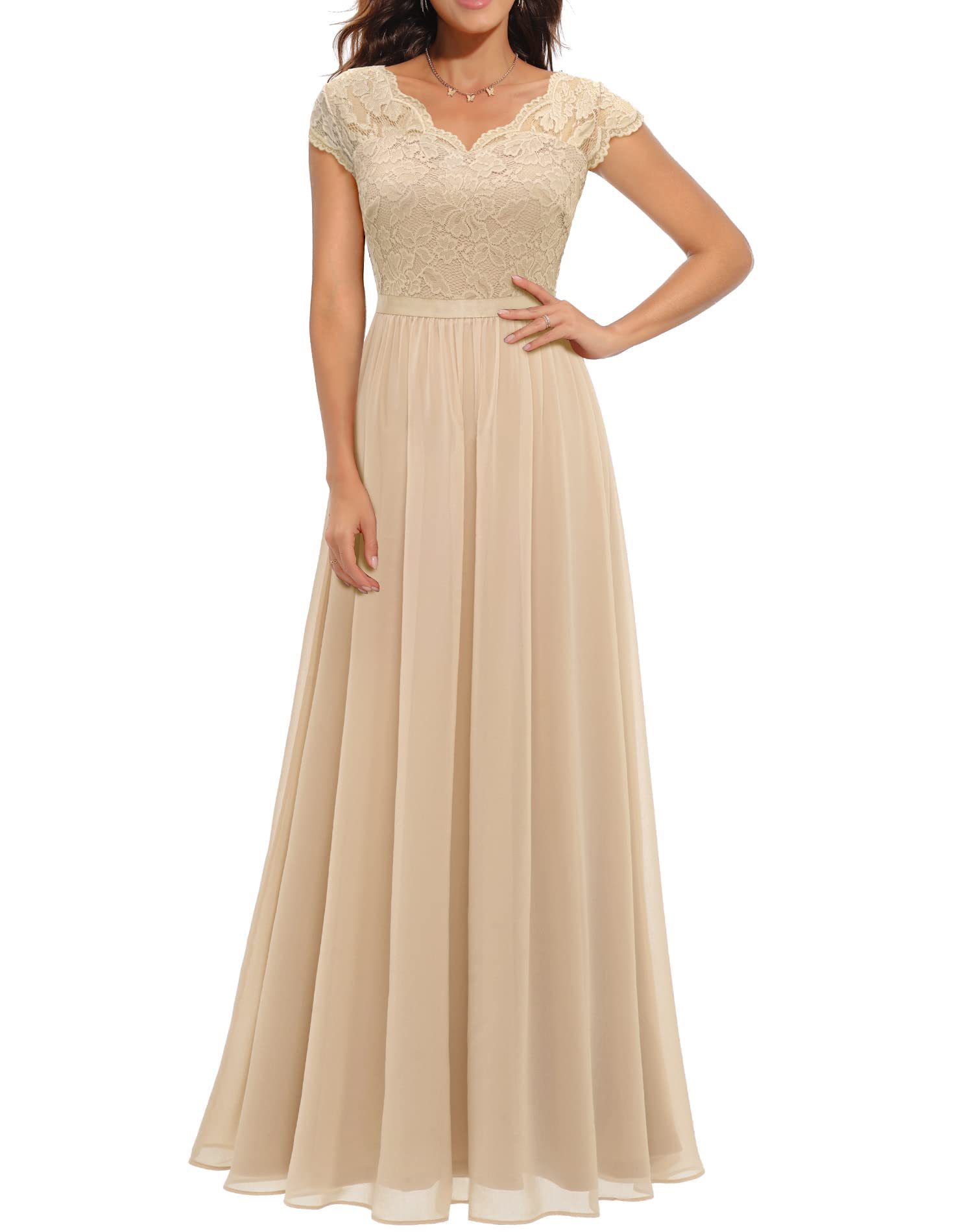 6 cores e 4 tamanhos novo vestido nobre de renda com emenda de cintura longa