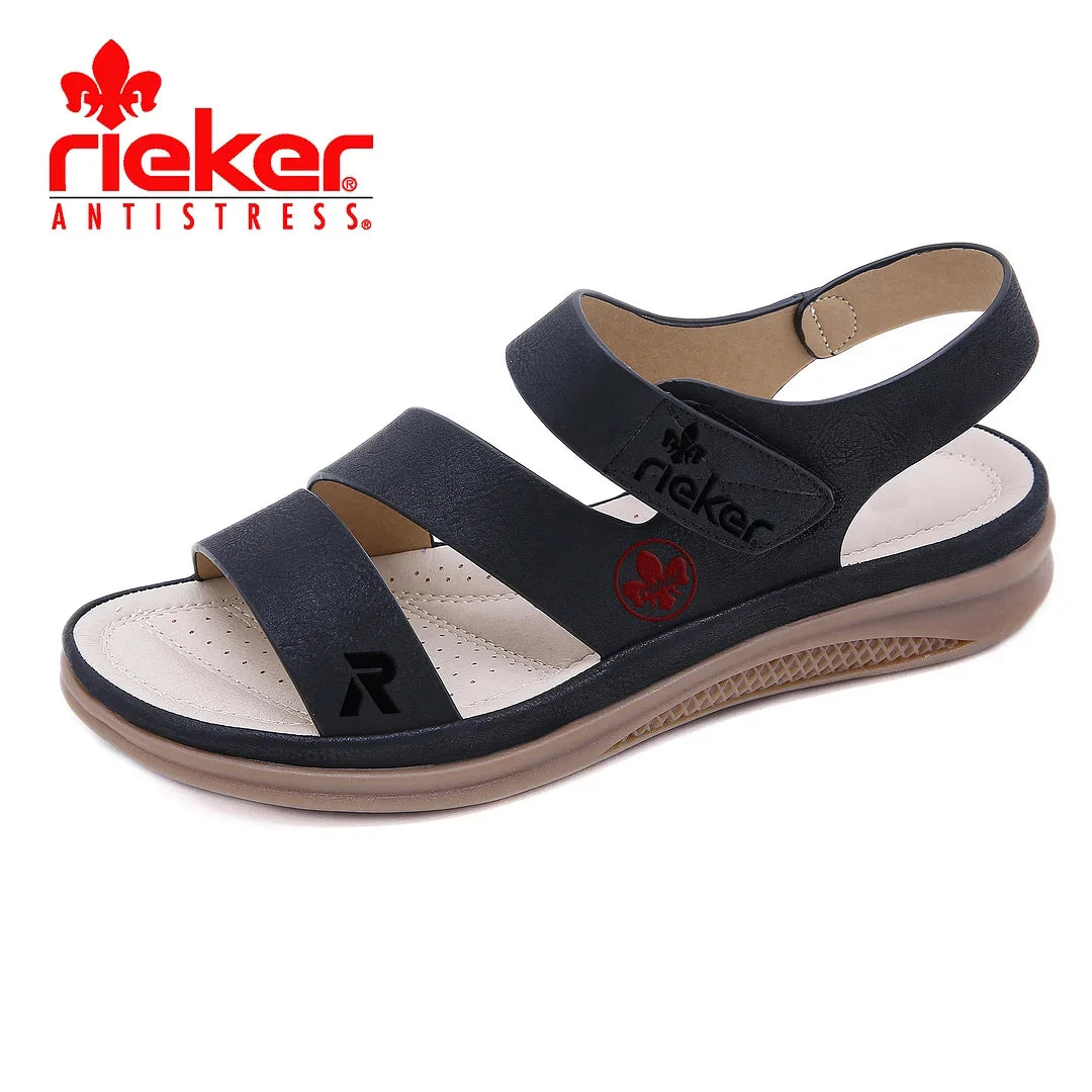 Ľahké kožené sandále na kline v retro štýle RIEKER®