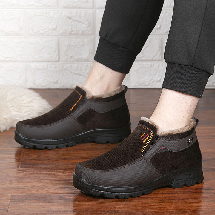 Botas ortopédicas masculinas de lã de inverno, à prova d'água, quentes e antiderrapantes, botas de neve no tornozelo (certificação médica)