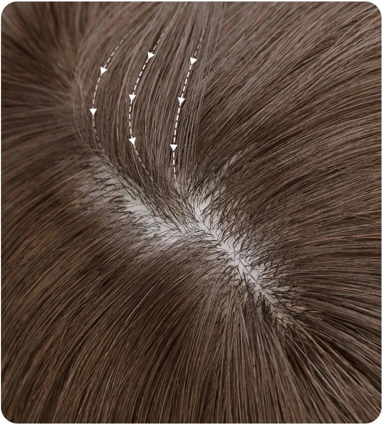 Silver gray side-parted bangs medium length straight hair