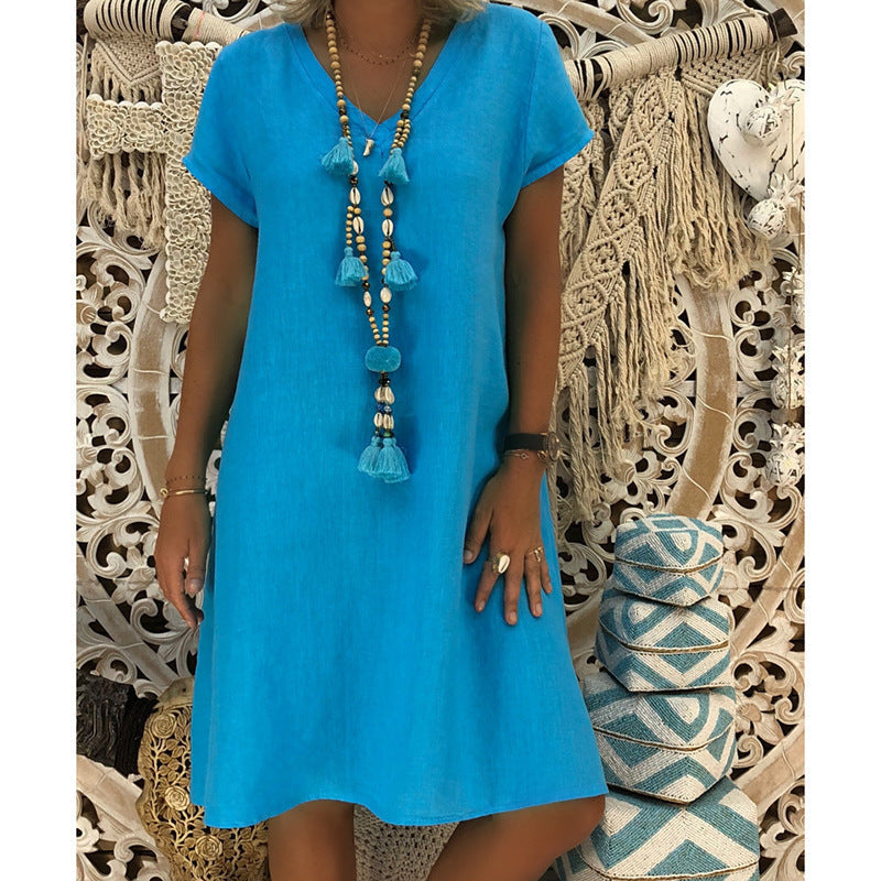🔥2024 novo vestido midi casual com decote em V