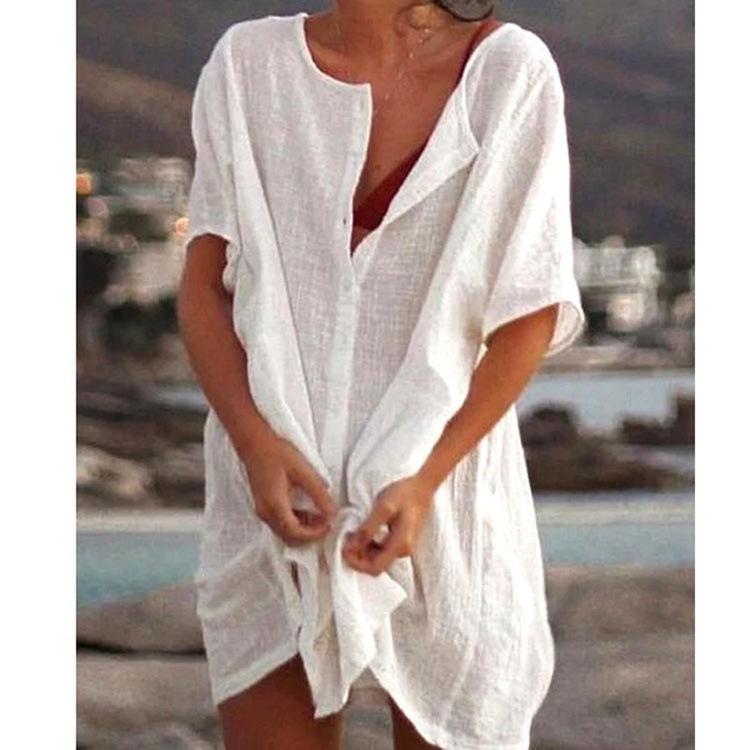Camicia ampia a maniche corte di media lunghezza