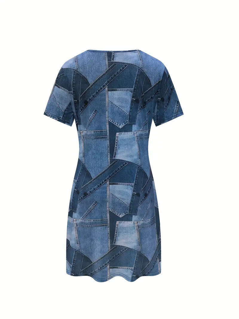 Vestido casual jeans plus size feminino