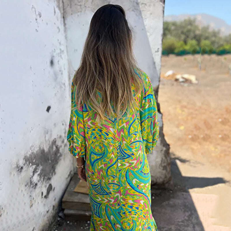 Vestido longo com decote em V 2025 para primavera/verão