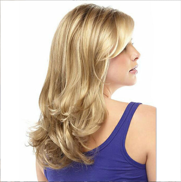 Ombre Blonde Roots Dark Brown Long Wavy Curly Wig