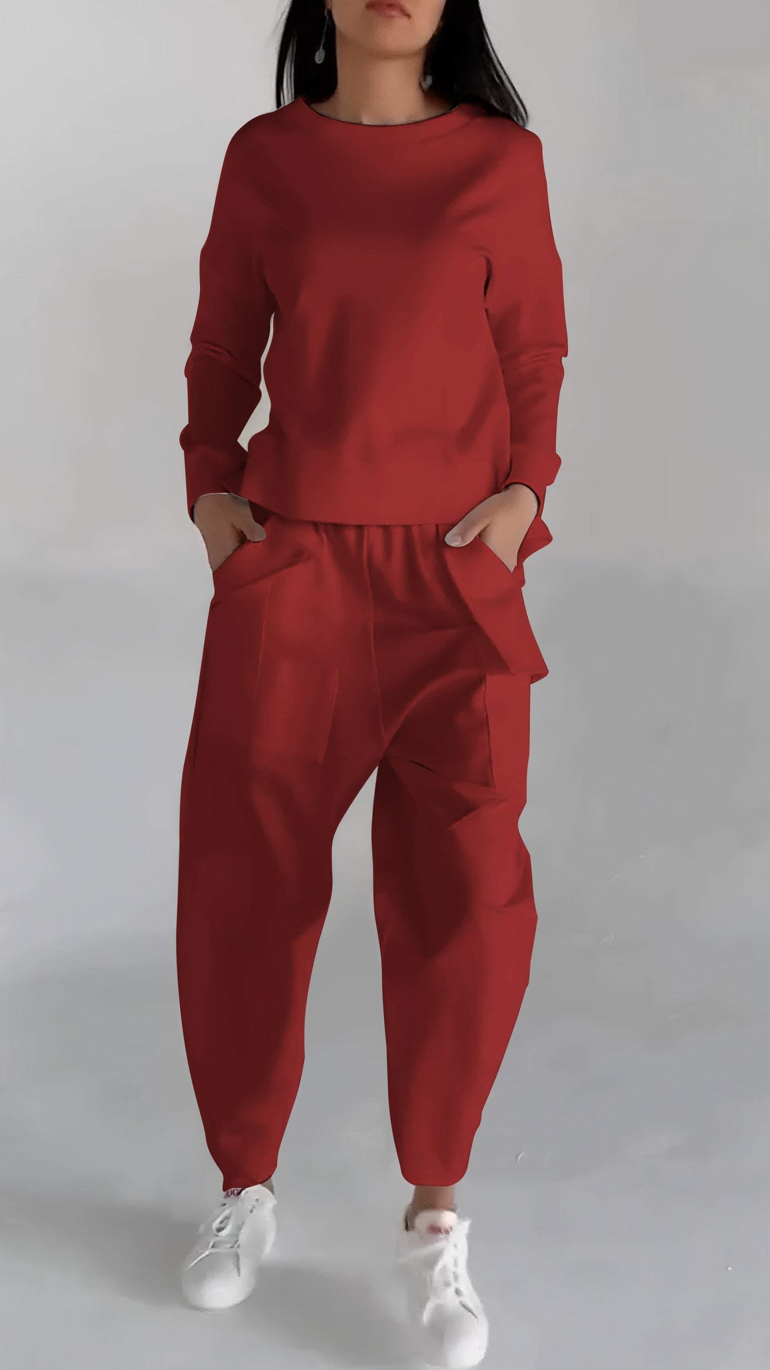 Abito casual in due pezzi a maniche lunghe con scollo tondo