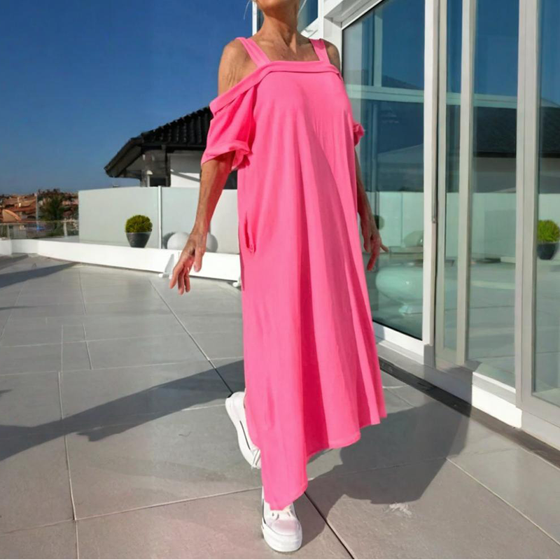 🔥👗Vestido longo feminino ombro a ombro