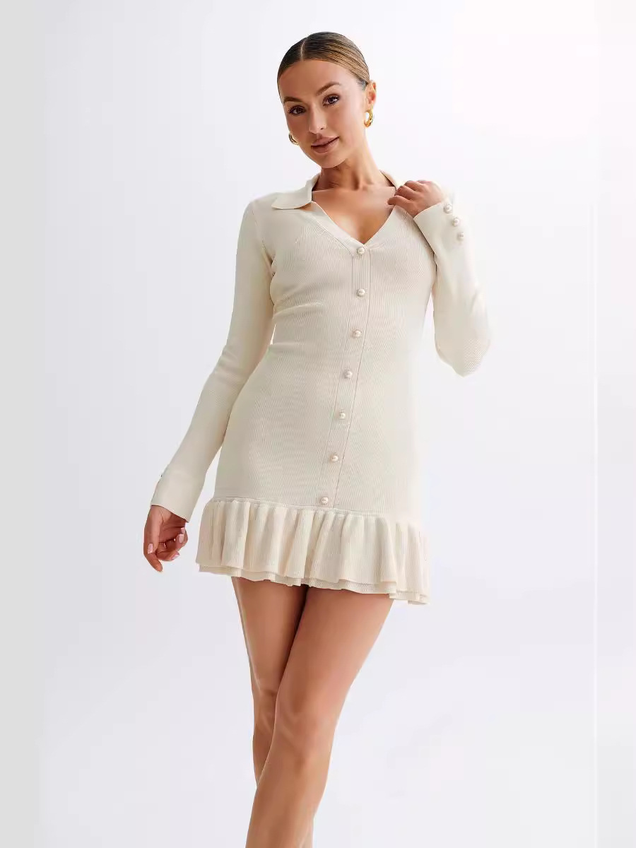 Gonna in maglia con volant e papillon con maniche lunghe