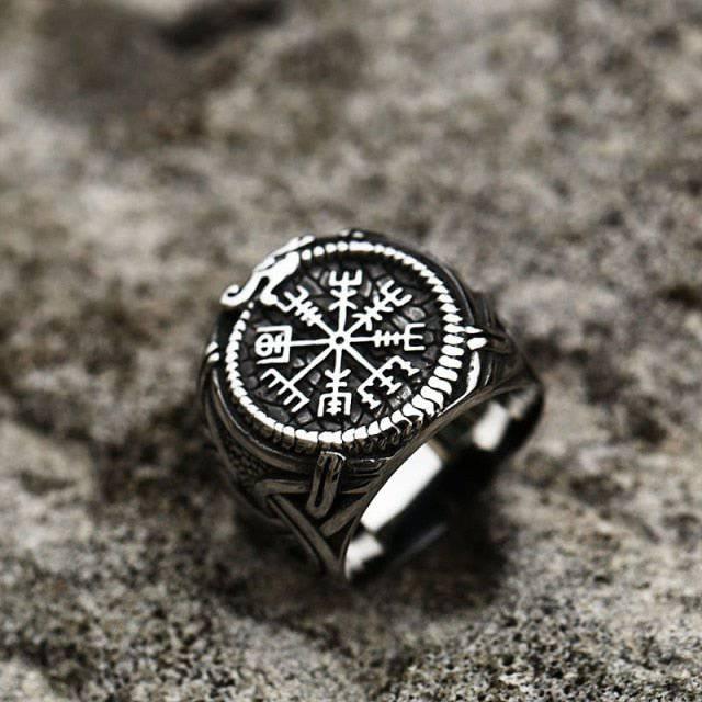 Пръстен Vegvisir Serpent Ouroboros - неръждаема стомана