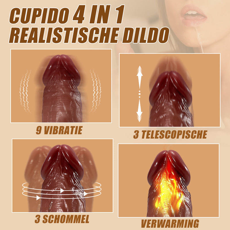 CUPIDO REALISTIC DILDO 9 VIBRATION 3 ТЕЛЕСКОПИЧНА ЛЮЛКА С ОТОПЛЕНИЕ 22,5 CM