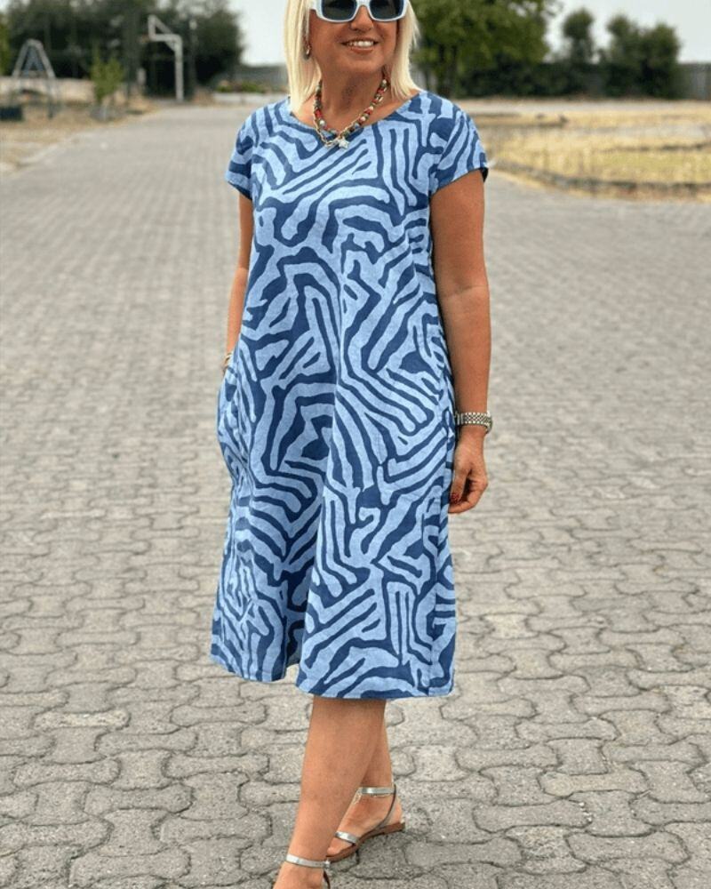 Vestido estampado com decote redondo – charmoso e confortável